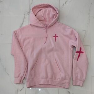 Gildan Light Pink Heavy Blend Hoodie size small Faith over Fear design